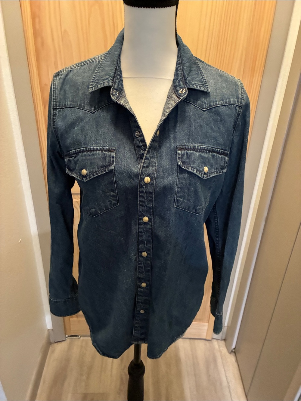 Lucky Brand Blue Denim Button-Down Western Shirt